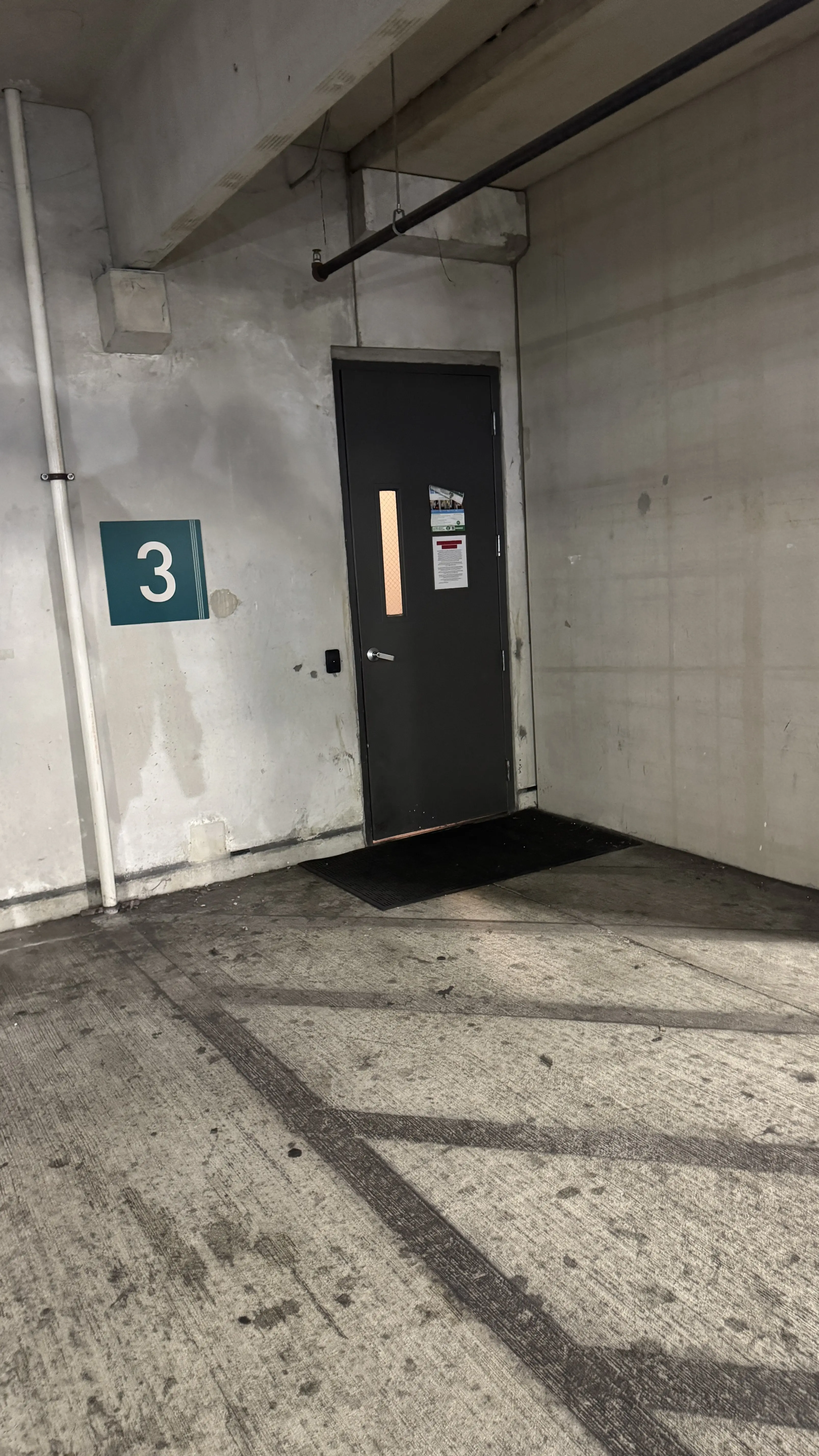 Building entrance from the garage